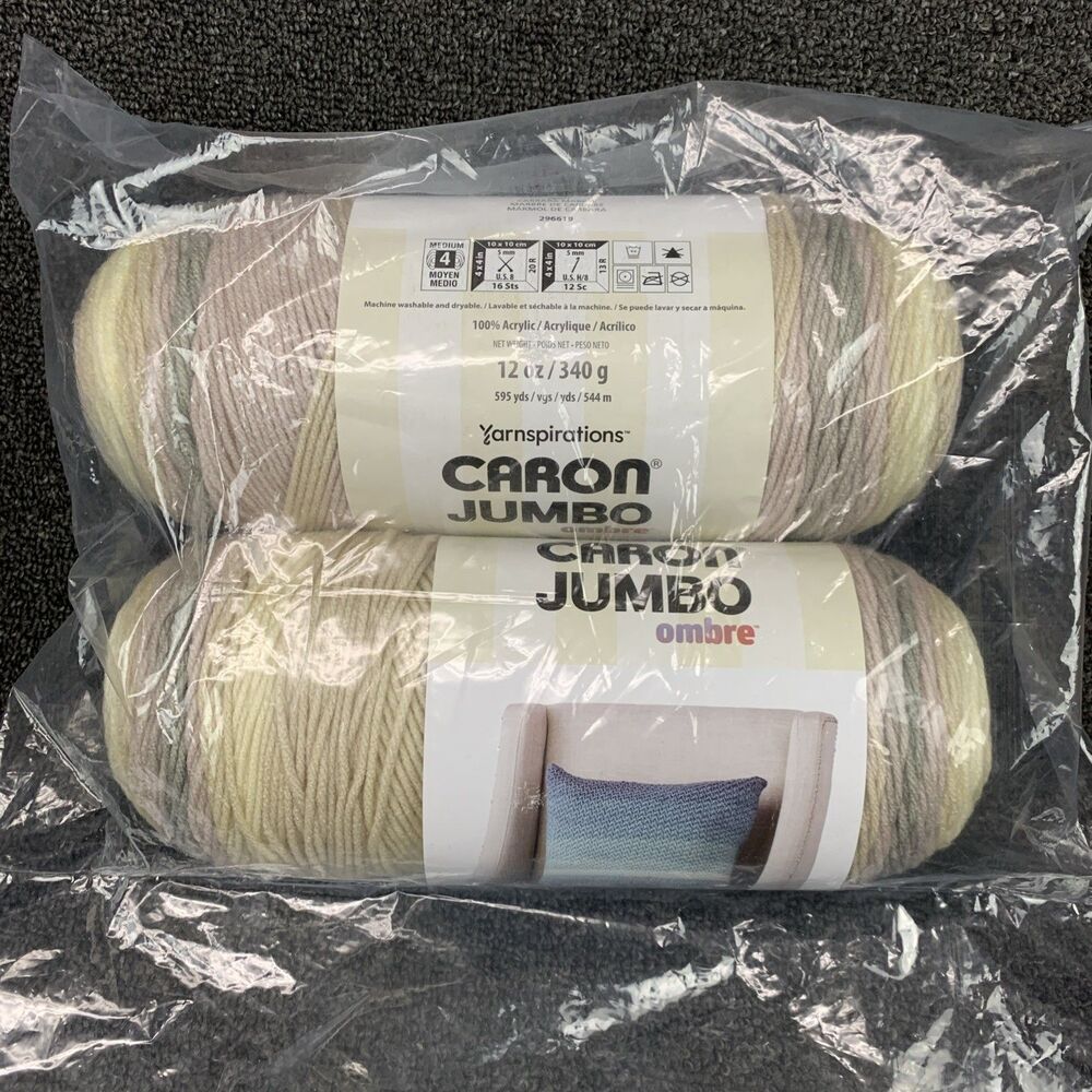 Lot Of 2 Caron Jumbo Ombre Yarn Carrara Marble 12oz #4 Worsted Acrylic